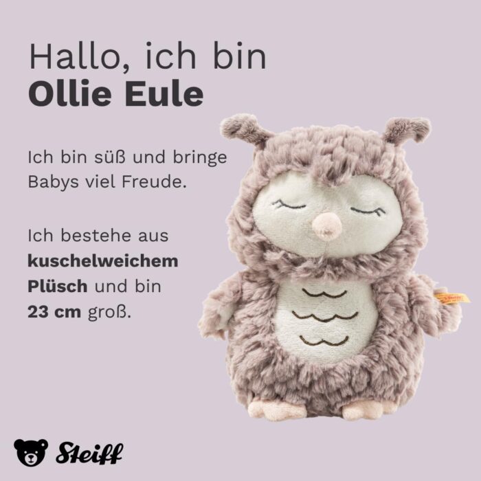 Steiff Kuscheltier Ollie Eule, Süßes Stofftier, Jungen, Mädchen & Babys ab 0 Monaten, Friends, Plüschtier, Beige – Bild 6