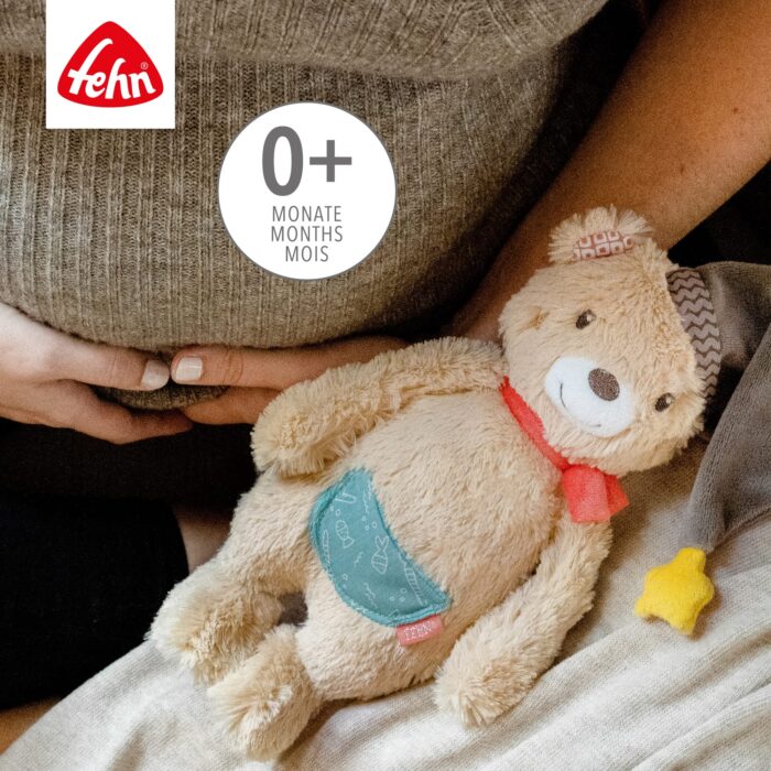 Fehn Kuscheltier Bär Bruno – Weicher Teddybär für Neugeborene als Einschlafhilfe - Stofftier zum Greife – Bild 5